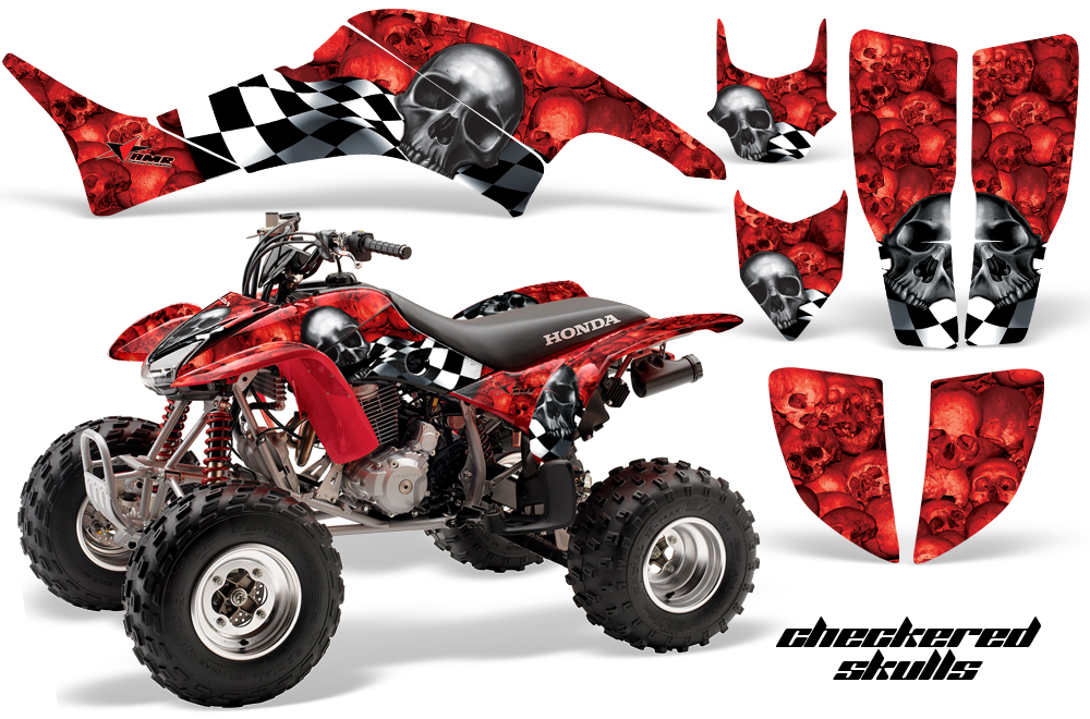 Honda TRX400EX Graphics Kit RED CheckeredSkulls JPG